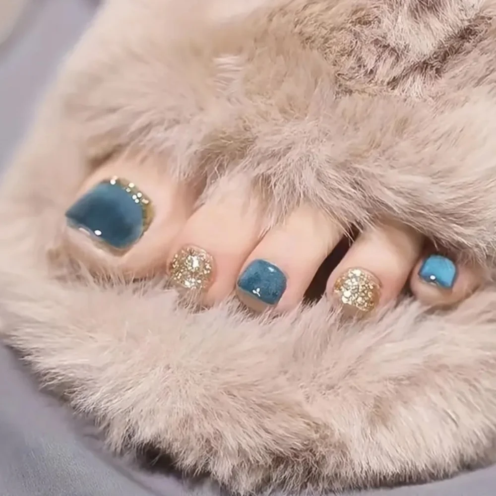 24 Pieces Fake Toe Press On Nails